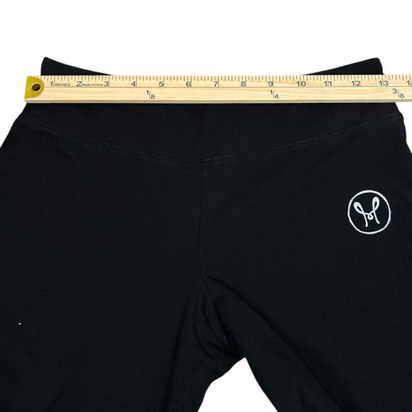 Mango & Mint Black Leggings Womens Size M Cotton Blend Flare Leg Stretch Yoga - Picture 6 of 9